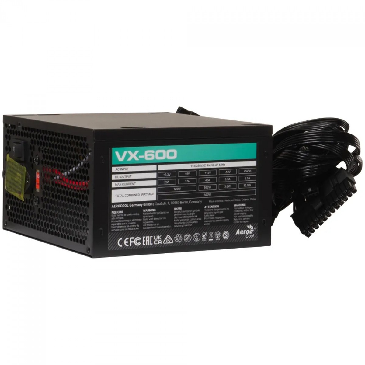 Fonte Aerocool Stealth VX-600, 600W, ATX, Bivolt, Preto