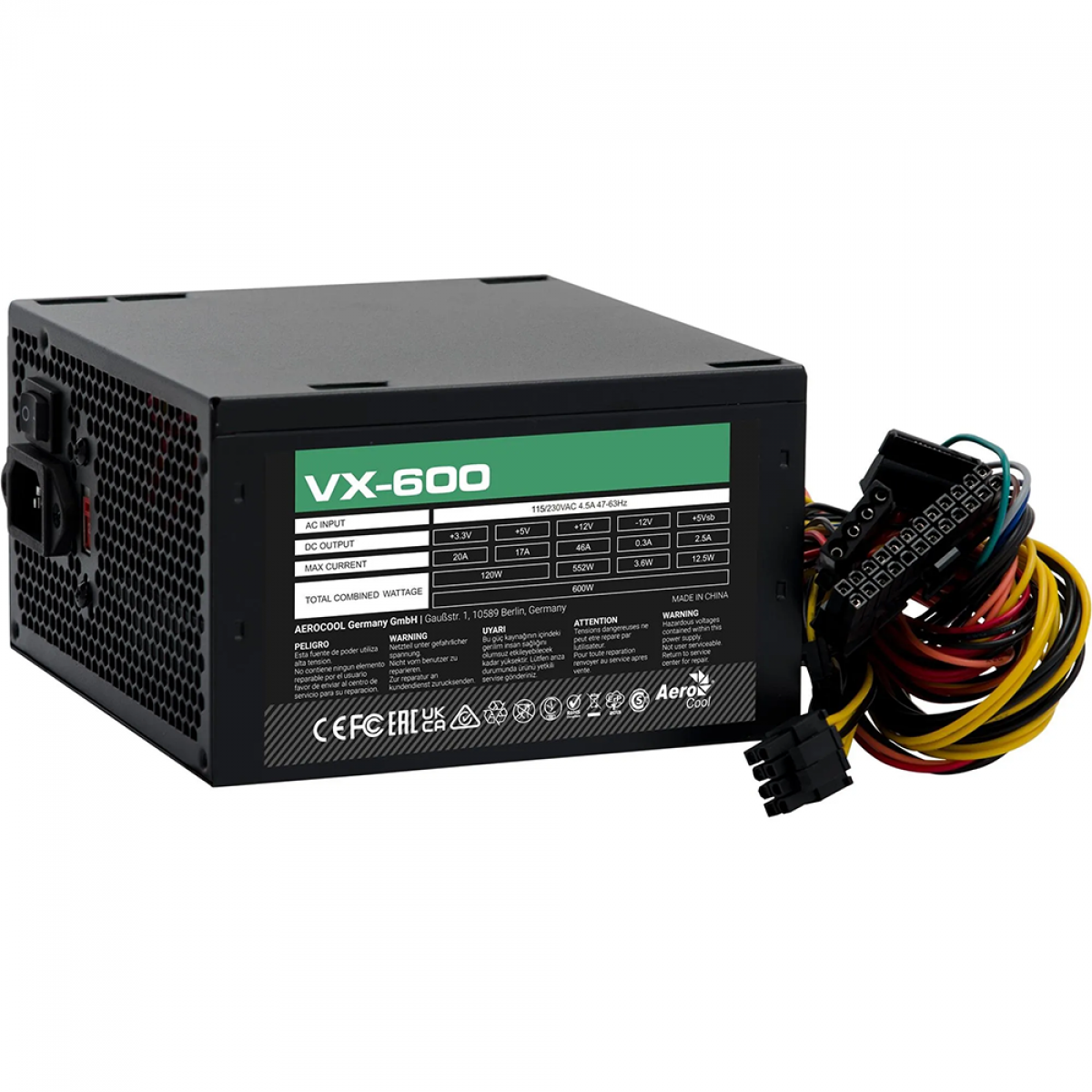 Fonte Aerocool VX-600, 600W ATX, Bivolt, Sem Cabo