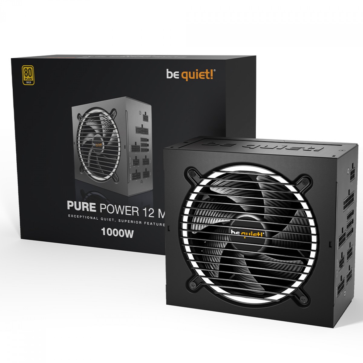 Fonte Be Quiet Pure Power 12 M, 1000W, 80 Plus Gold, PFC Ativo, Full Modular, Black, BN523