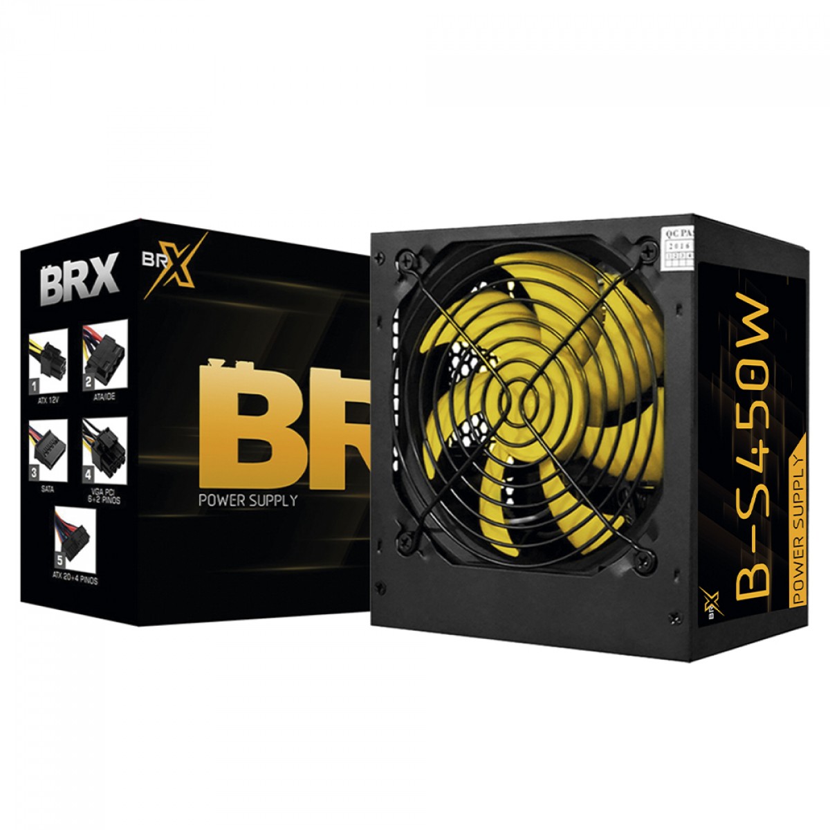 Fonte BRX, 450W, PFC Ativo, Yelow, 510337