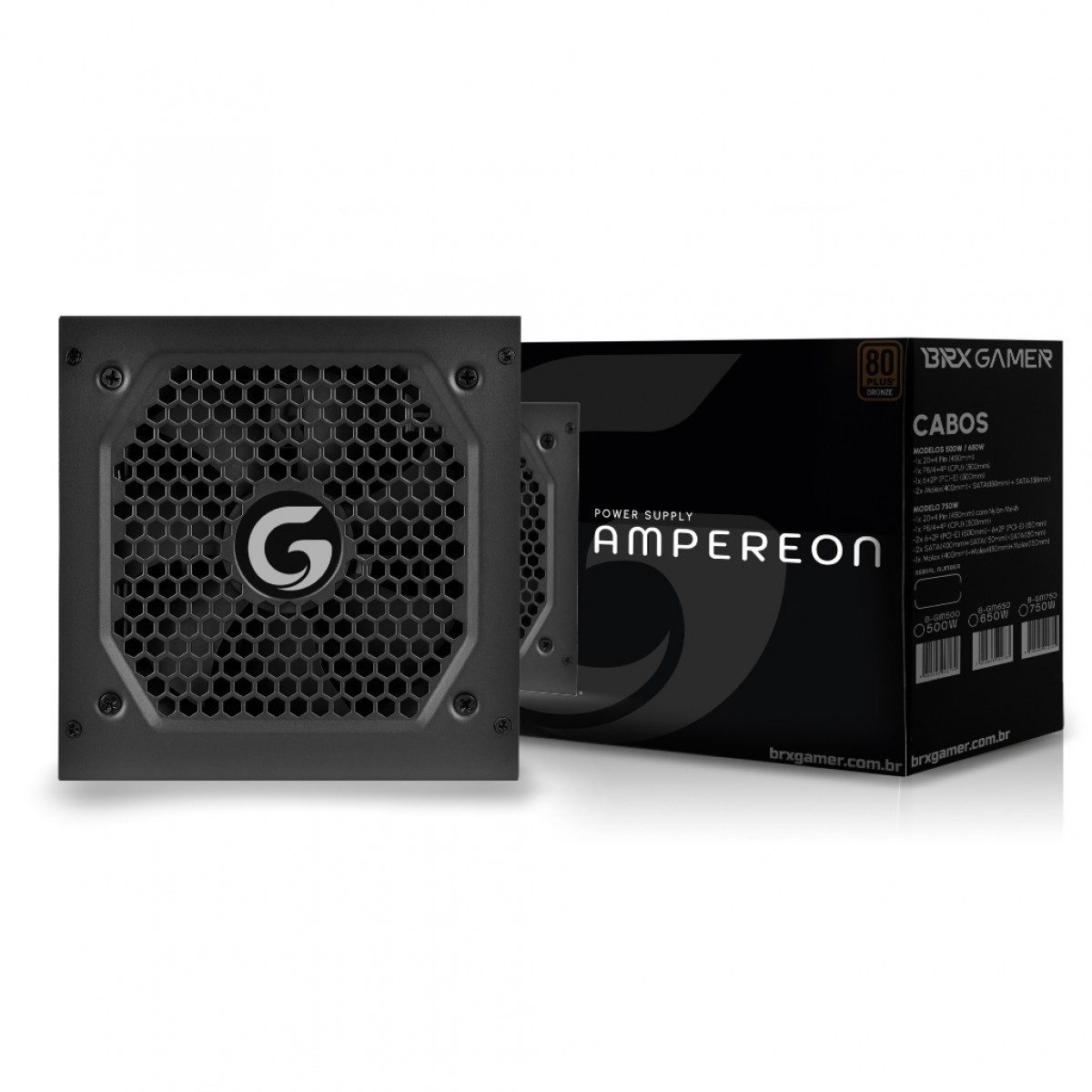 Fonte BRX Gamer Ampereon, 650W, 80 Plus Bronze, PFC Ativo, B-GM650