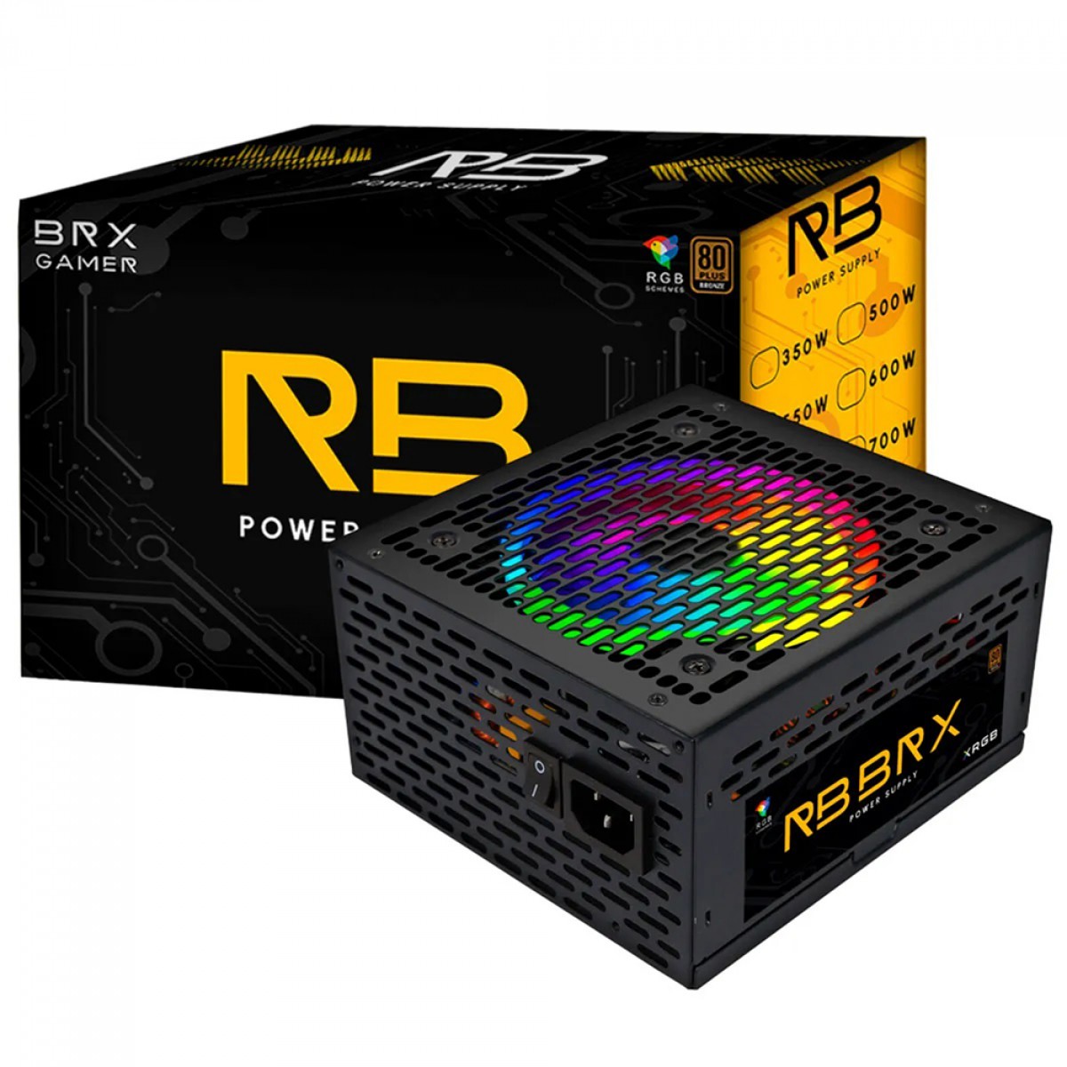 Fonte BRX Rainbow RGB, 550W, 80 Plus Bronze, PFC Ativo, RB550W