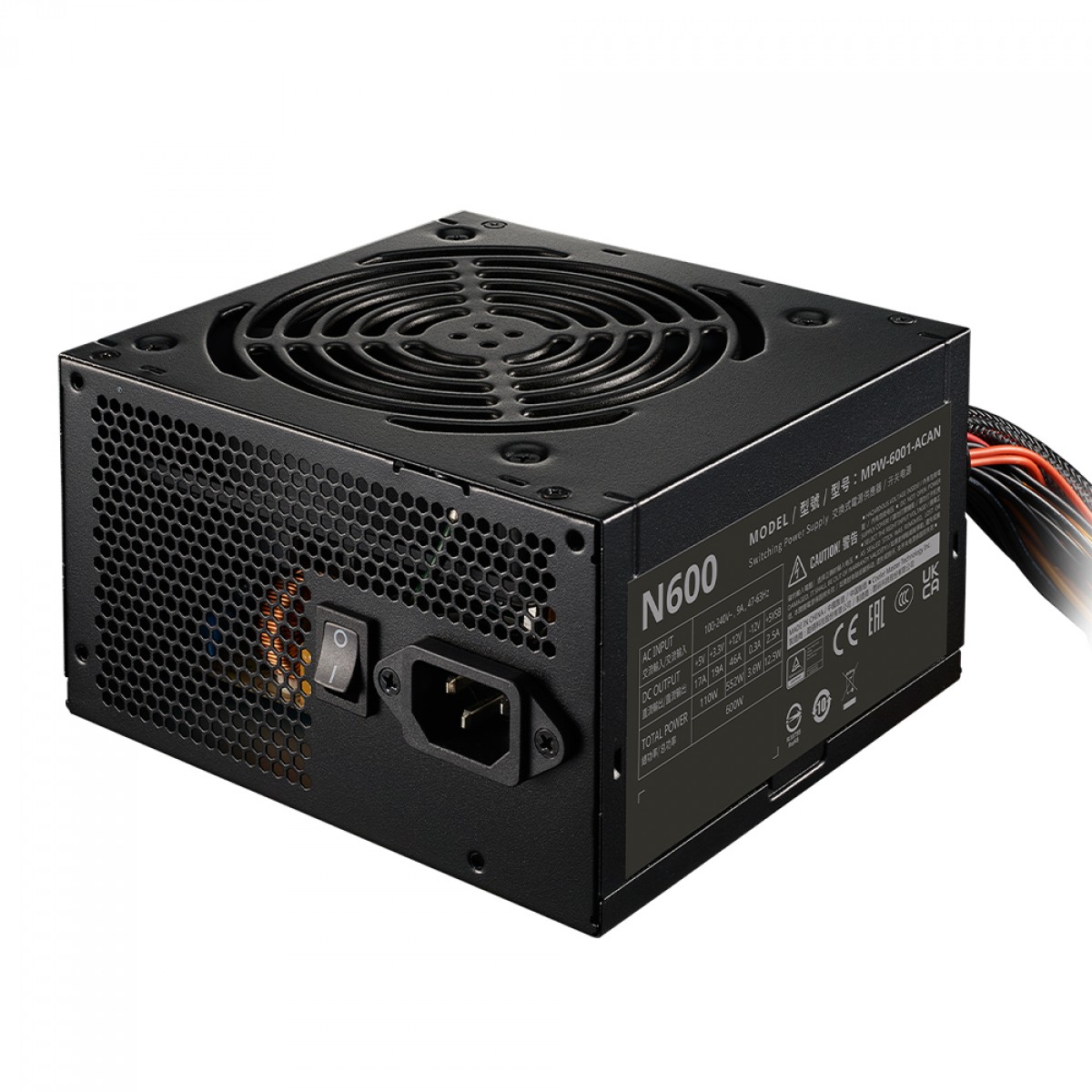 Fonte Cooler Master Elite NEX N600, 600W, PFC Ativo, Black, MPW-6001-ACAN-BBR