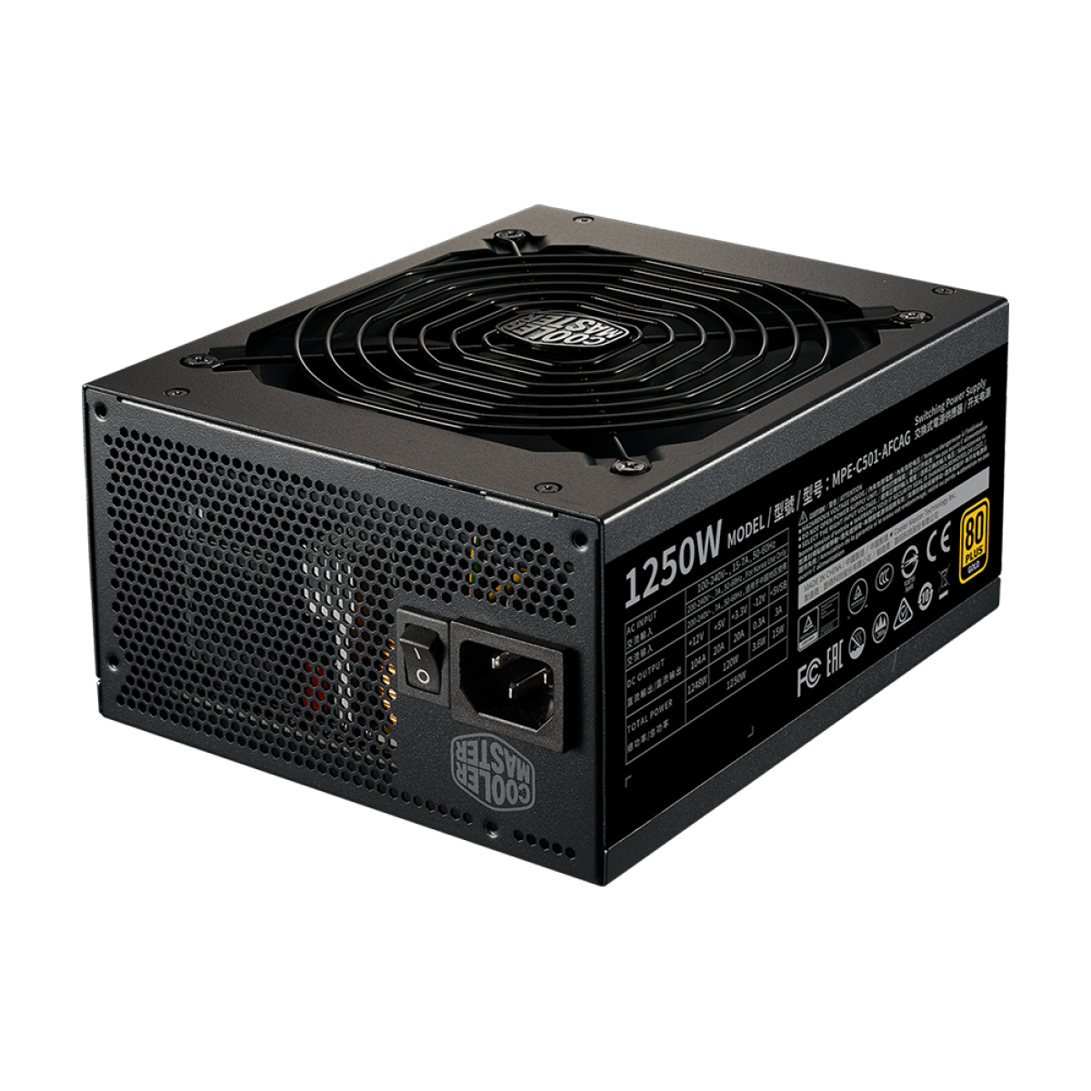 Fonte Cooler Master MWE 1250W V2, 80 Plus Gold, PFC Ativo, Full Modular, Black, MPE-C501-AFCAG-3WO