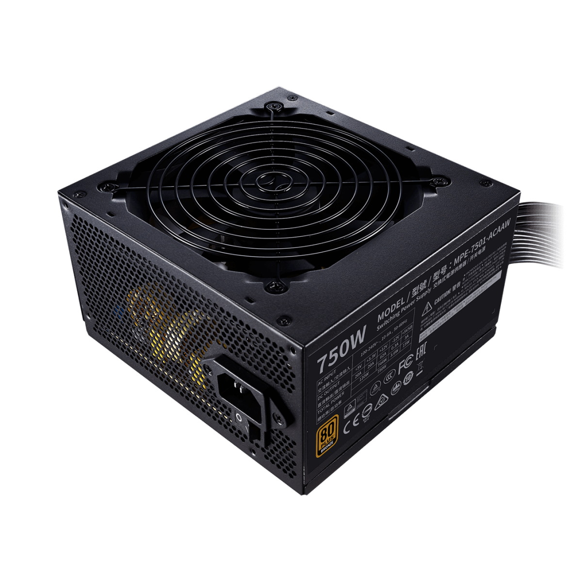 Fonte Cooler Master MWE 750 BRONZE - V2, 750w, 80 Plus Bronze, Full Range, PFC Ativo, MPE-7501-ACAAW-BBR