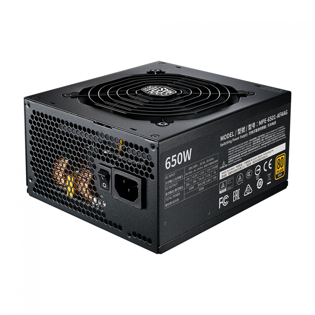 Fonte Cooler Master MWE GOLD V2 650 650W, 80 Plus Gold, PFC Ativo, Full Modular, MPE-6501-AFAAG-WO