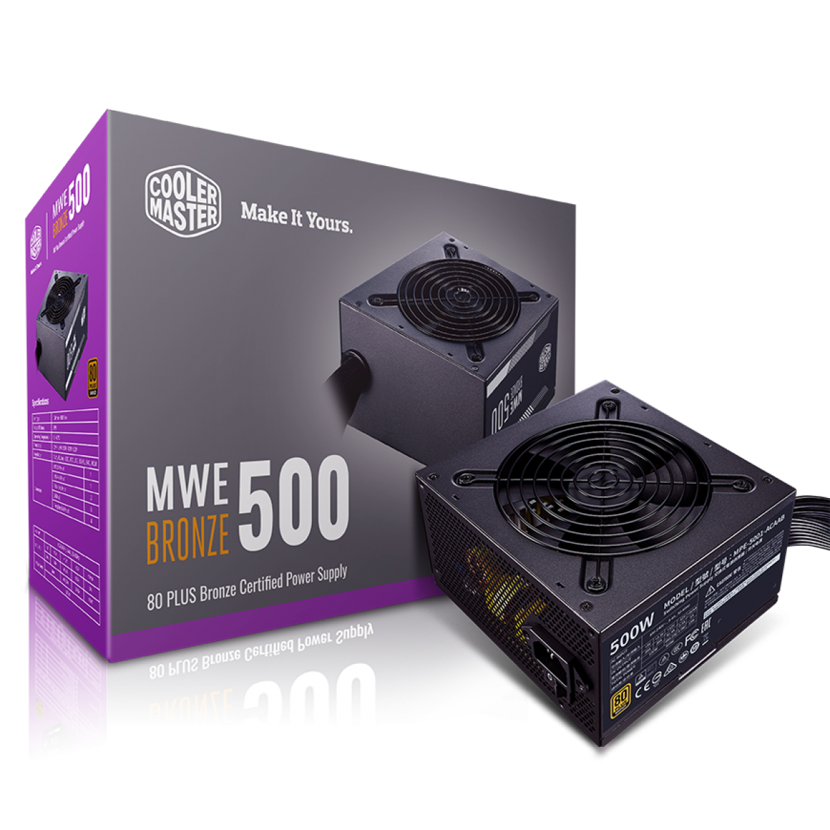 Fonte Cooler Master MWE V2 500W, 80 Plus Bronze, PFC Ativo, MPE-5001-ACAAB-BR