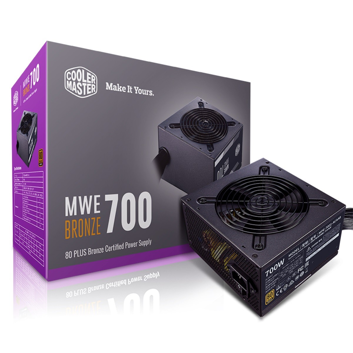 Fonte Cooler Master MWE V2 700W, 80 Plus Bronze, PFC Ativo, Black, MPE-7001-ACAAB-BR