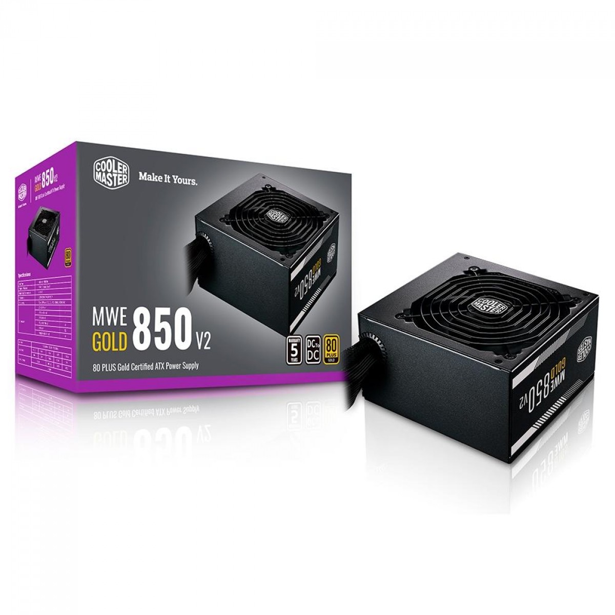Fonte Cooler Master MWE V2 850W, 80 Plus Gold, PFC Ativo, MPE-8501-ACAAG-WO