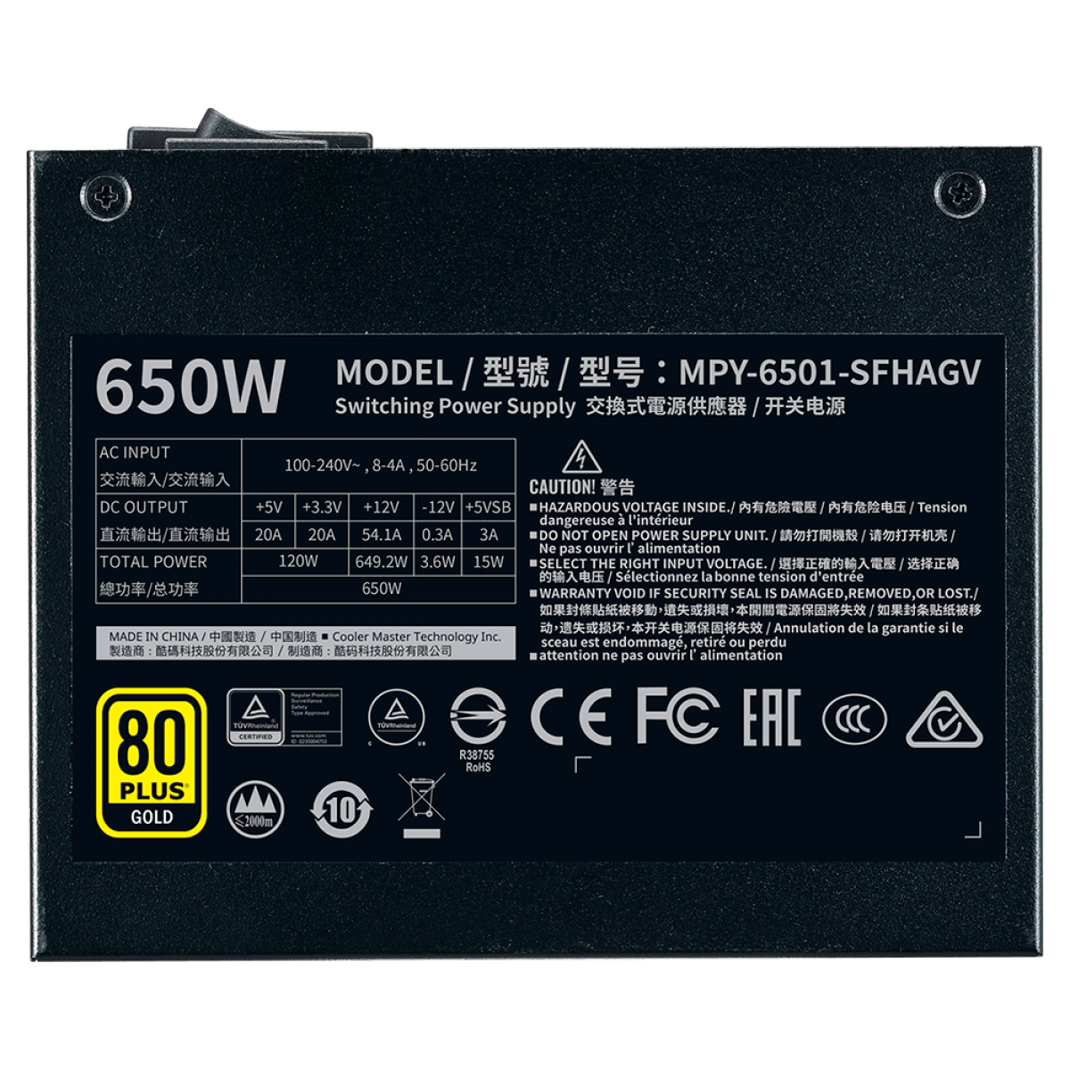 Fonte Cooler Master V650 SFX Gold, 650W, 80 Plus Gold, PFC Ativo, Full Modular, MPY-6501-SFHAGV-WO