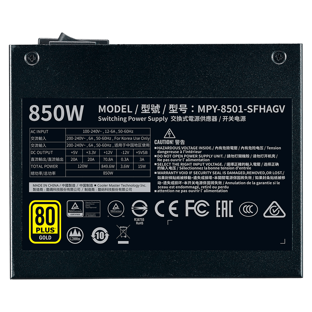 Fonte Cooler Master V850 SFX Gold, 850W, 80 Plus Gold, PFC Ativo, Full Modular, MPY-8501-SFHAGV