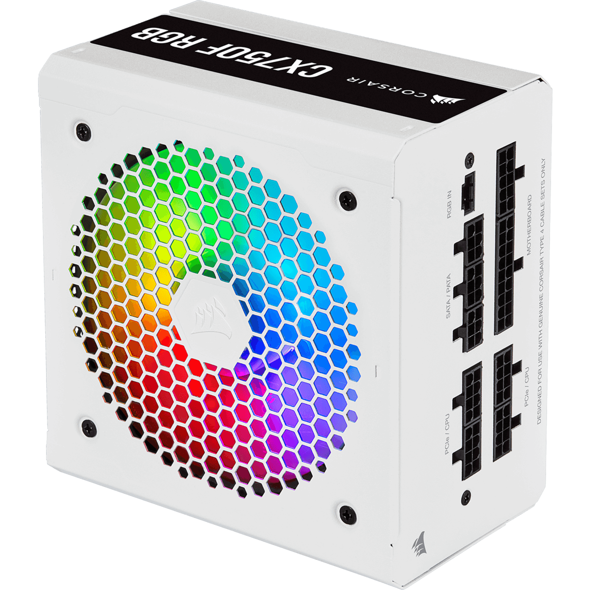Fonte Corsair CX750F, White, RGB, 750W, 80 Plus Bronze, CP-9020227-NA