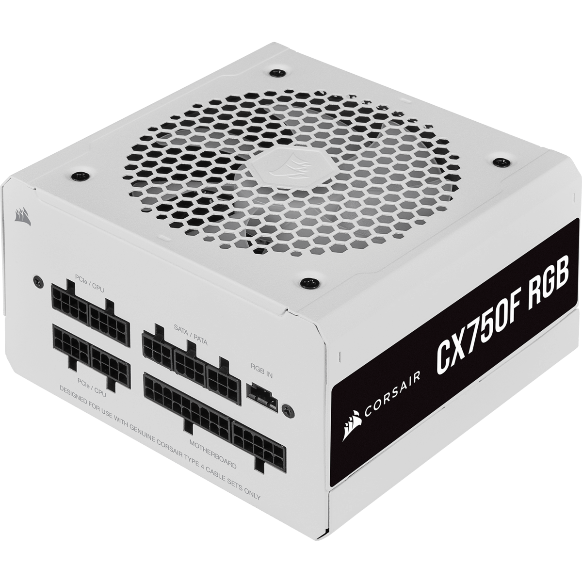 Fonte Corsair CX750F, White, RGB, 750W, 80 Plus Bronze, CP-9020227-NA