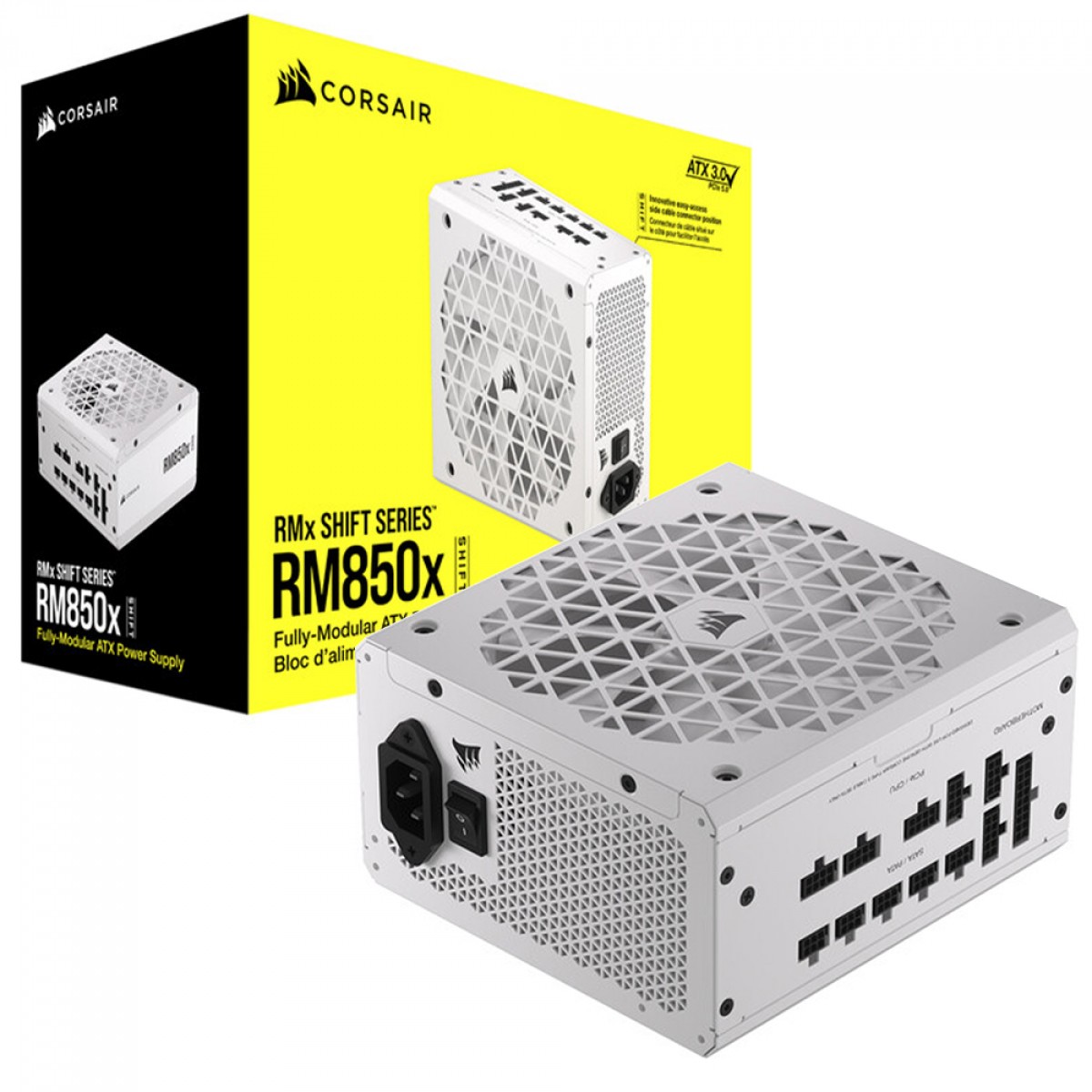 Fonte Corsair RM850x Shift White, 850W, 80 Plus Gold, Full Modular, Branco, CP-9020274-BR