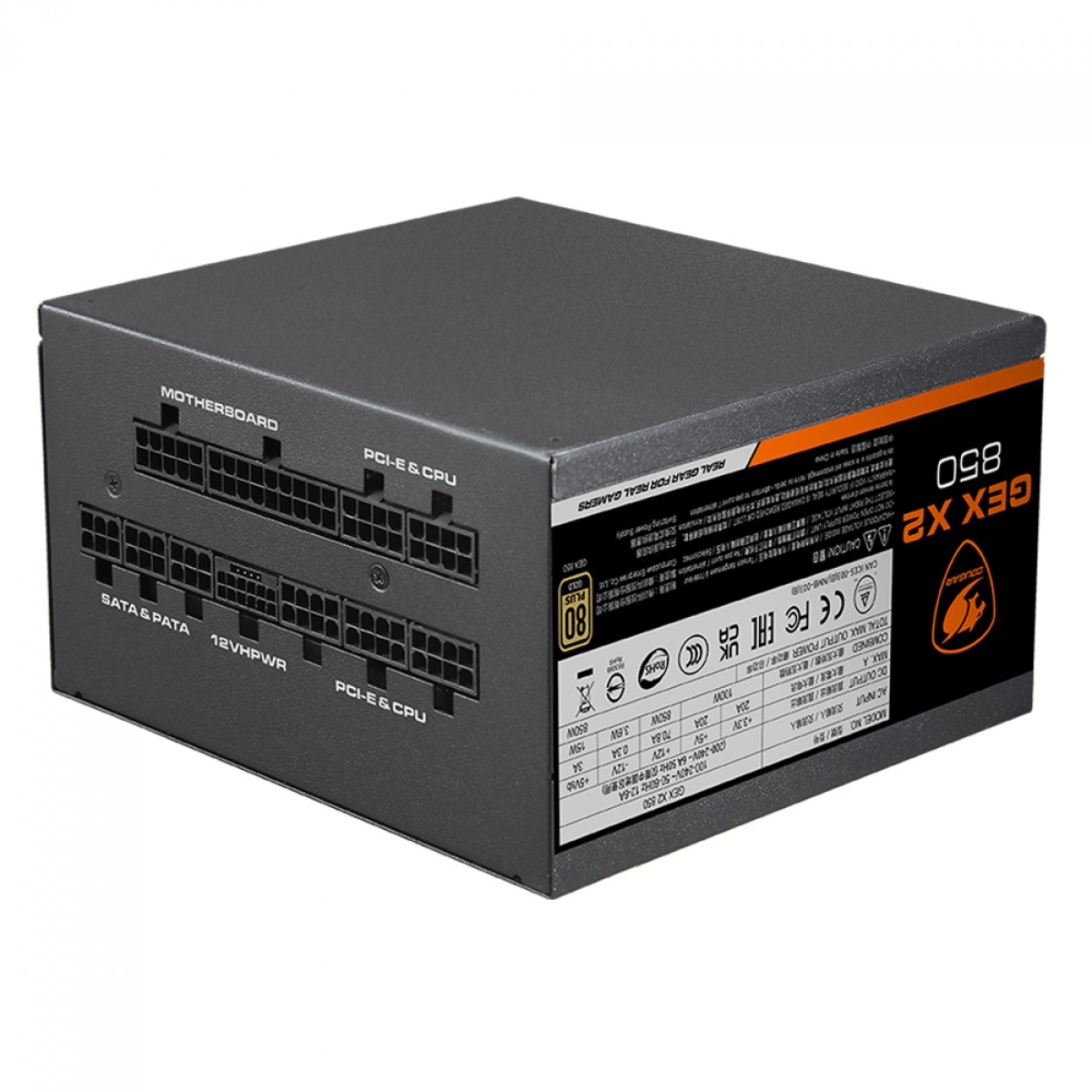 Fonte Cougar GEX X2 850, 850W, 80 Plus Gold, Full Modular, PCI 5.0, PFC Ativo, 31GT085001P01