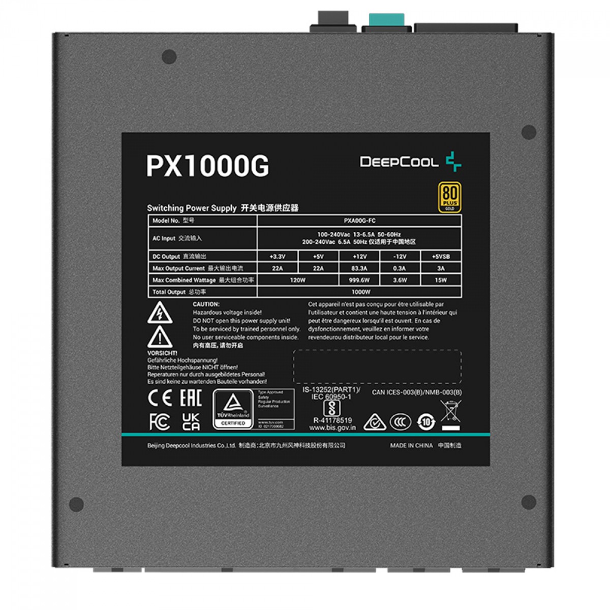 Fonte DeepCool PX1000G, 1000W, 80 Plus Gold, PFC Ativo, Full Modular, Black, ATX 3.0, PCI 5.0,  R-PXA00G-FC0B-WO