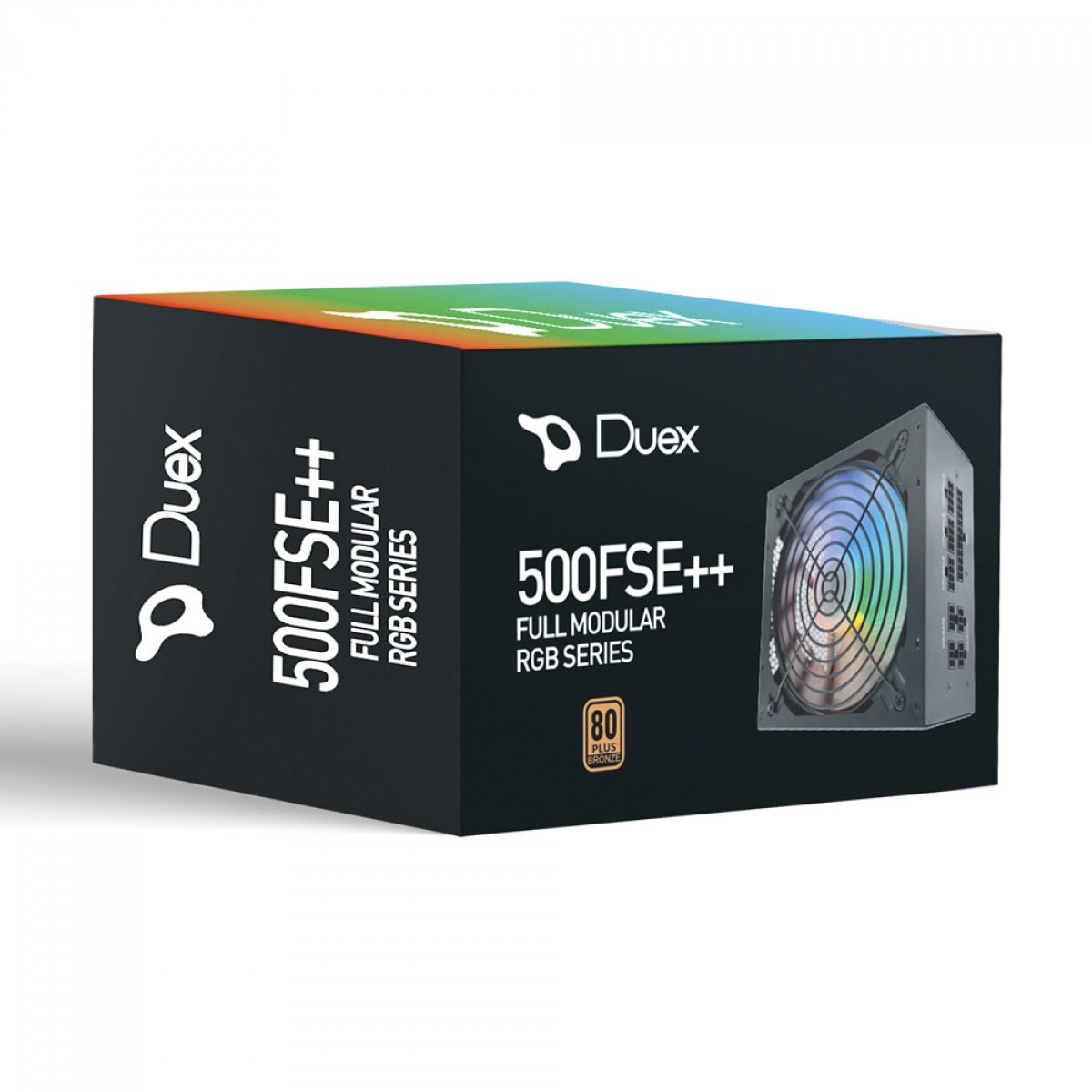 Fonte Duex DX 500FSE++ RGB Series, 500W, 80 Plus Bronze, Full Modular, PFC Ativo