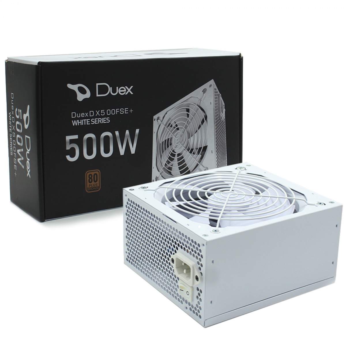 Fonte Duex DX 500FSE+ White Series, 500W, 80 Plus Bronze, PFC Ativo, Cabos Flat