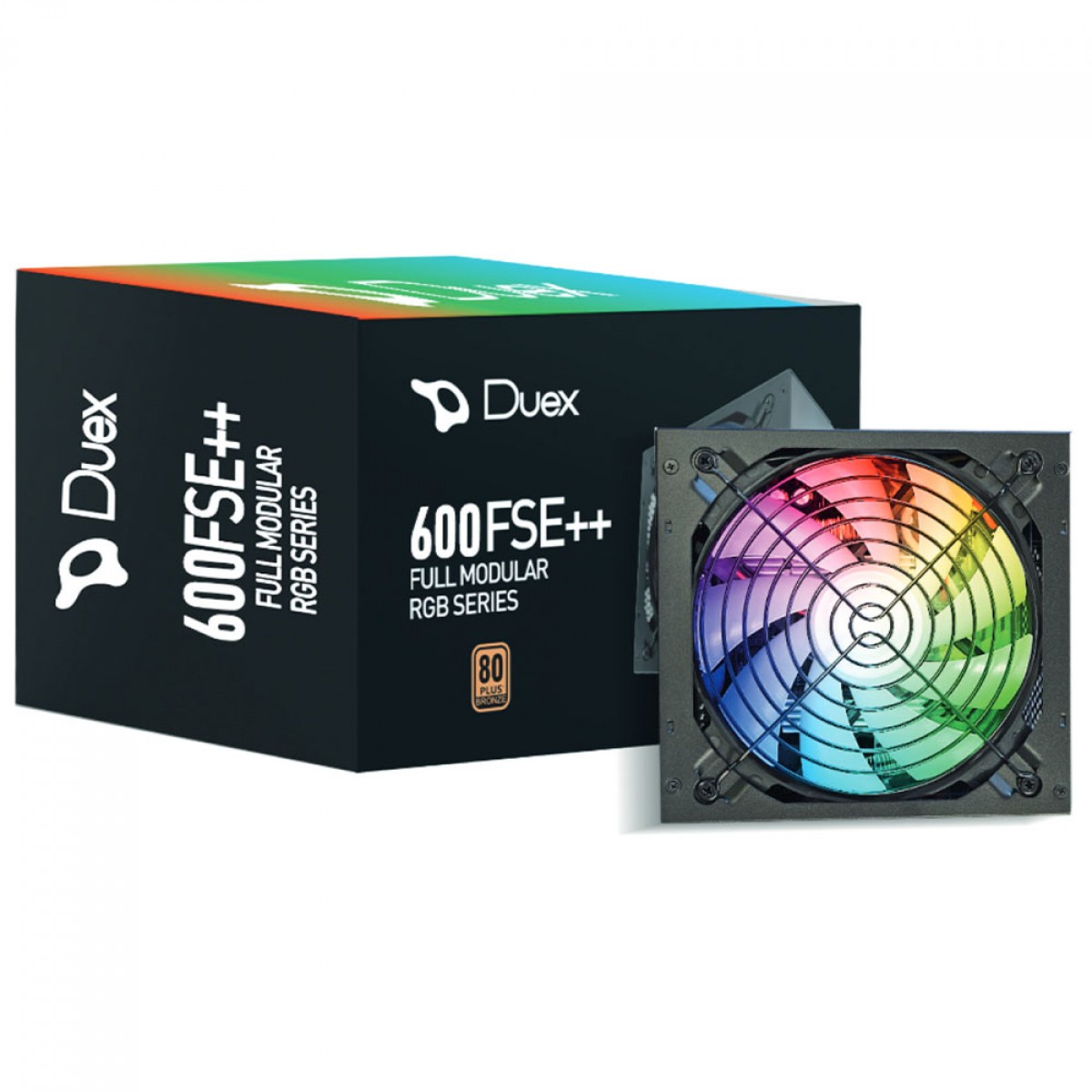 Fonte Duex DX 600FSE++ RGB Series, 600W, 80 Plus Bronze, Full Modular, PFC Ativo