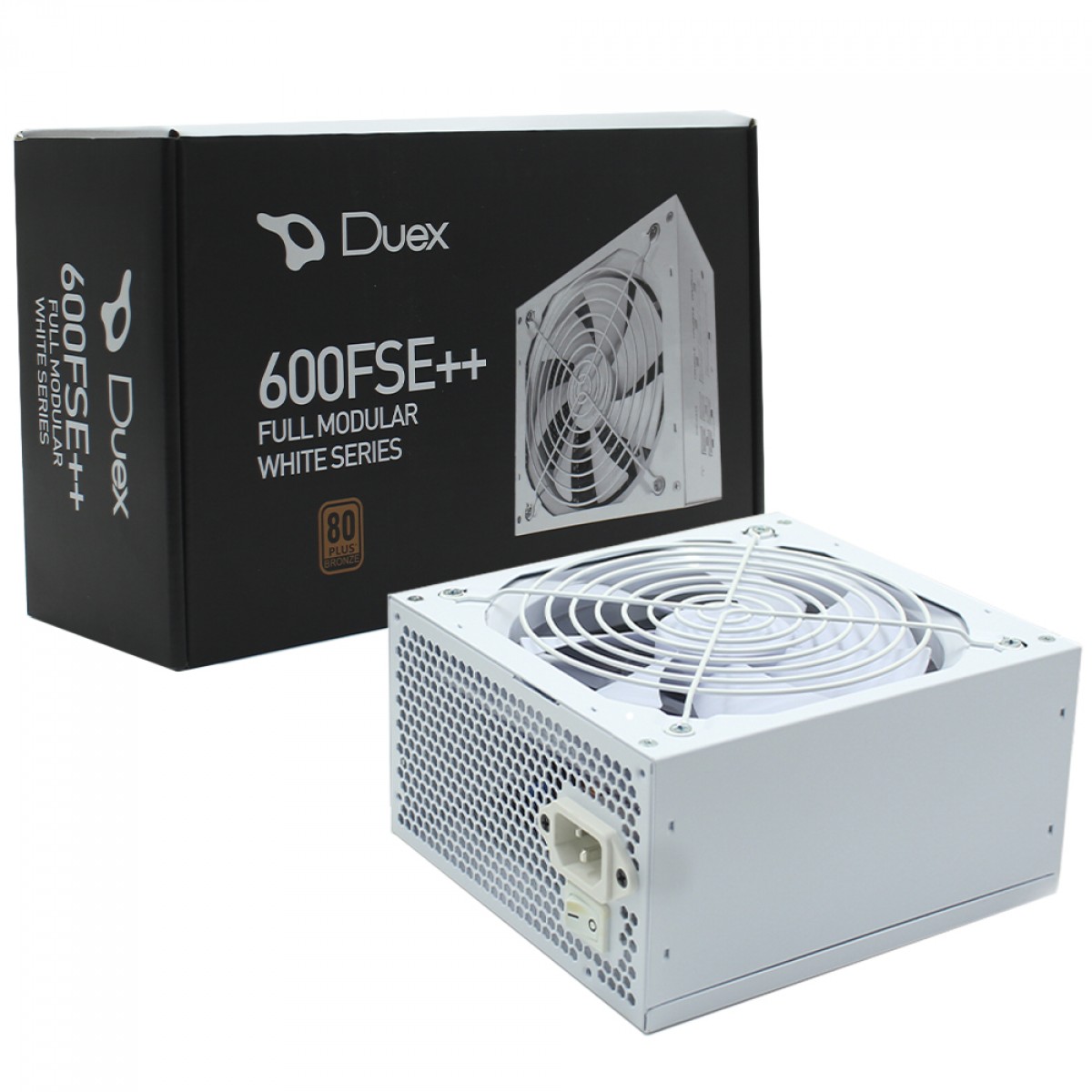 Fonte Duex DX 600FSE++ White Series, 600W, 80 Plus Bronze, Full Modular, PFC Ativo