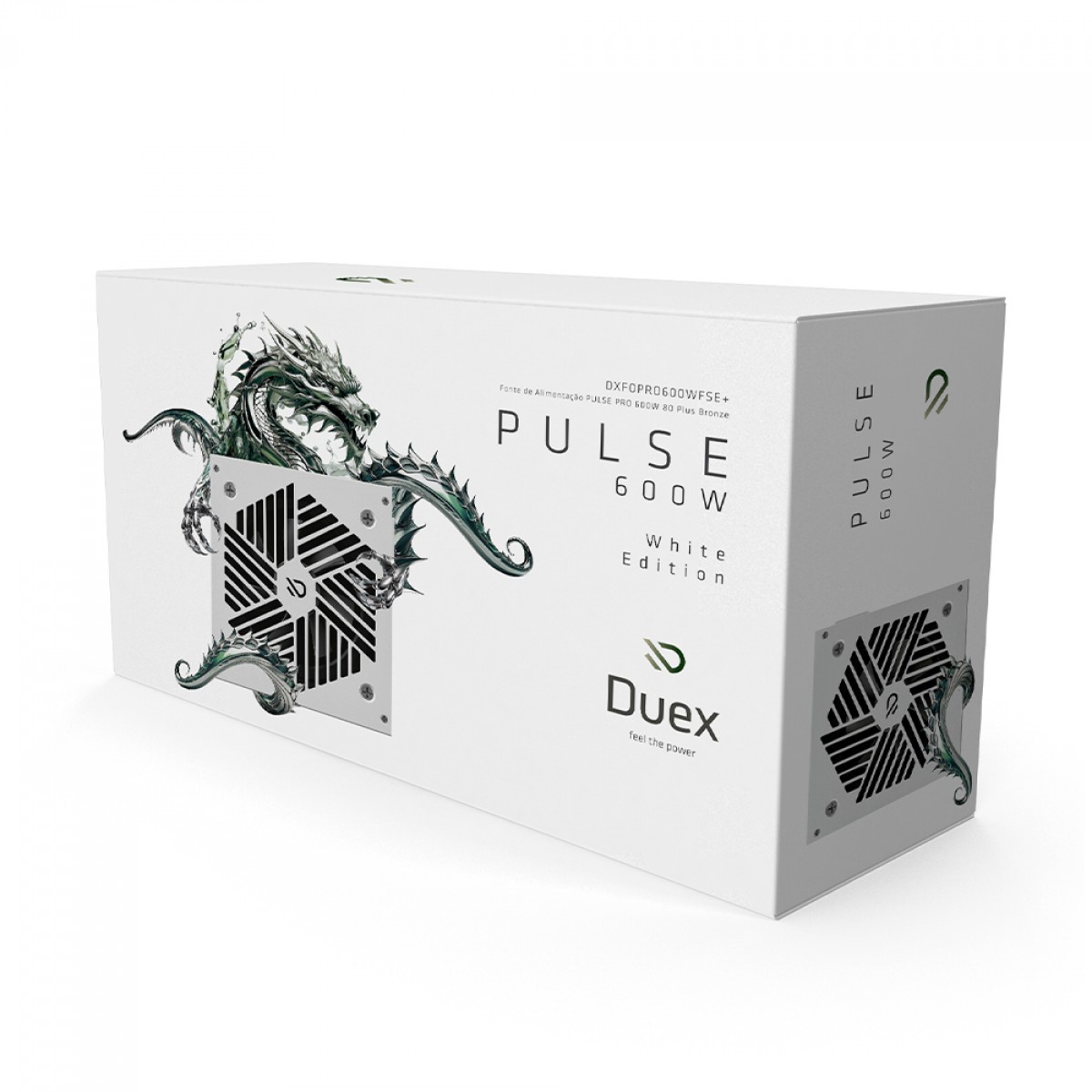 Fonte Duex Pulse Pro, 600W, 80 Plus Bronze, TecLab, PFC Ativo, Branco, DXFOPRO600WFSE+W