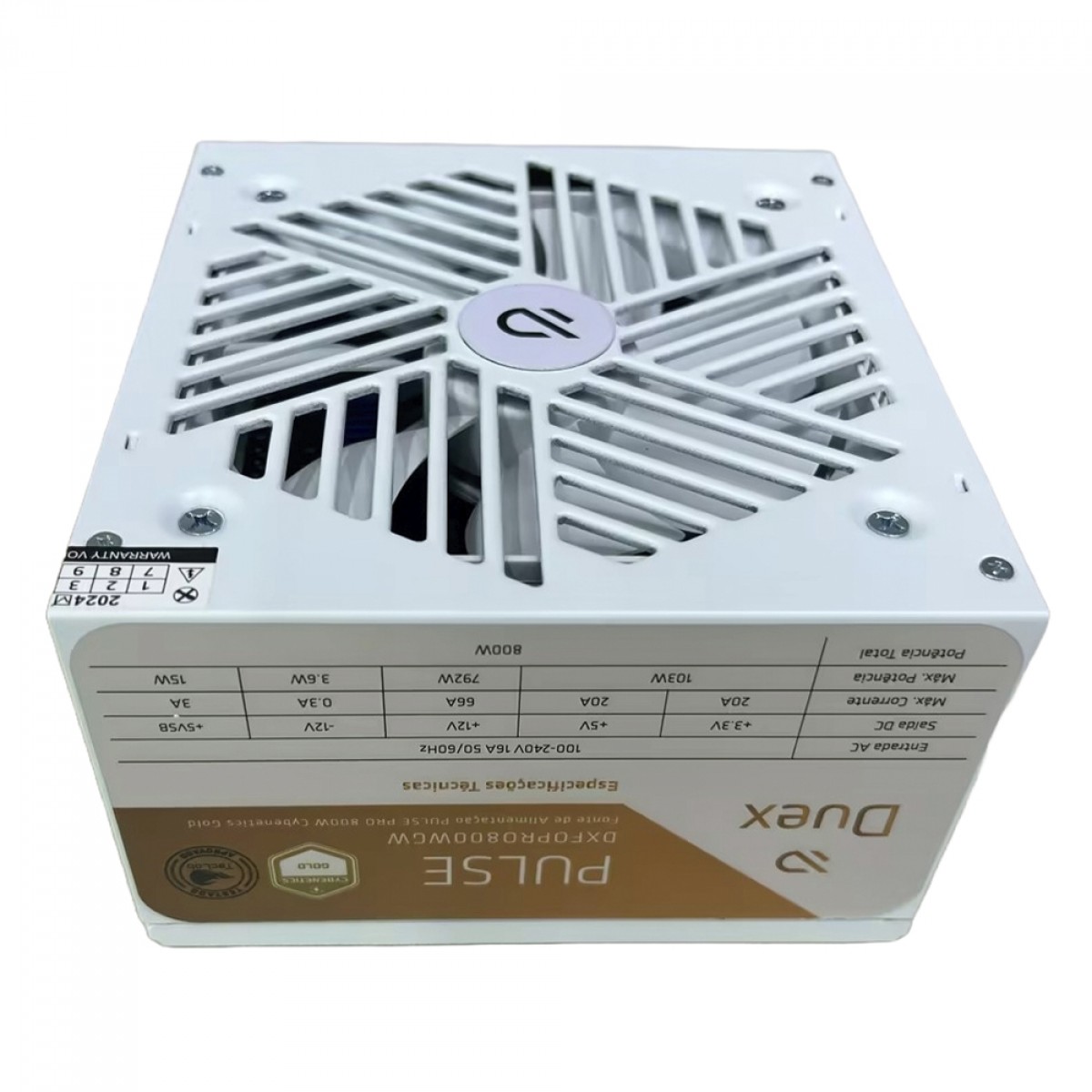 Fonte Duex Pulse Pro, 800W, Cybenetics Gold, TecLab, PFC Ativo, Full Modular, Branco, DXFOPRO800WGW