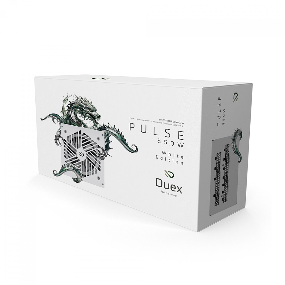 Fonte Duex Pulse Pro, 850W, Cybenetics Gold, TecLab, ATX 3.1, PCI5.1, PFC Ativo, Full Modular, Branco, DXFOPRO850WG3W