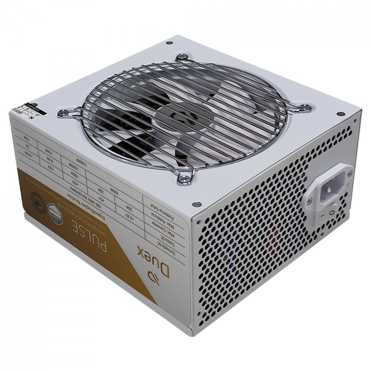 Fonte Duex Pulse Pro White, 1200W, Cybenetics Platinum, TecLab, ATX 3.1, PCI-E 5.1, PFC Ativo, Full Modular, DXFOPRO1200WG3W