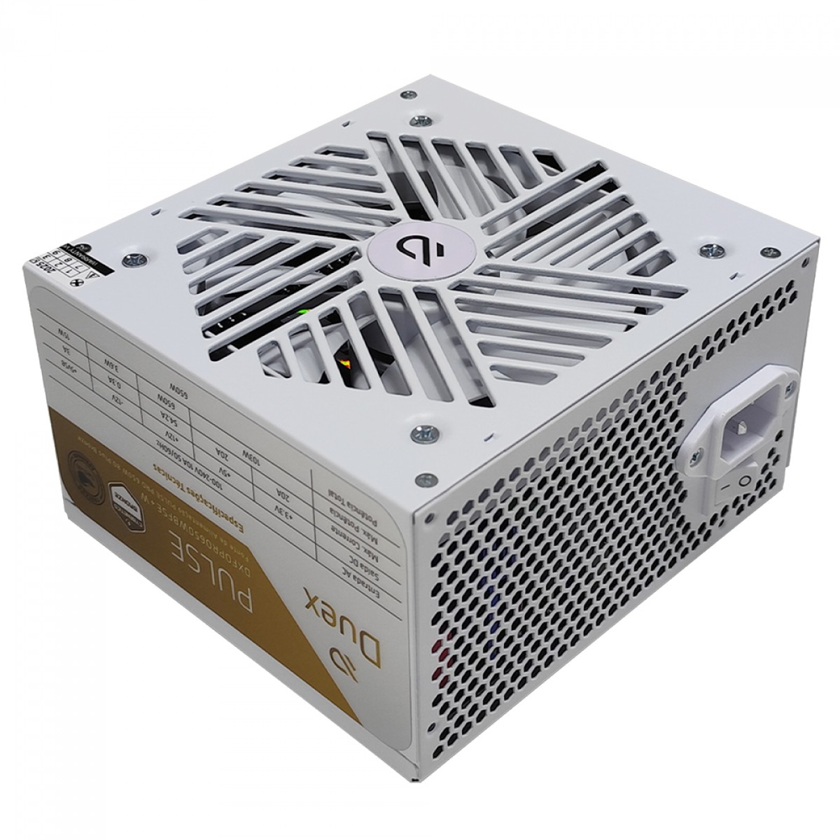 Fonte Duex Pulse Pro White, 650W, Cybenetics Bronze, TecLab, Full Modular, PFC Ativo, DXFOPRO650WBFSEW+