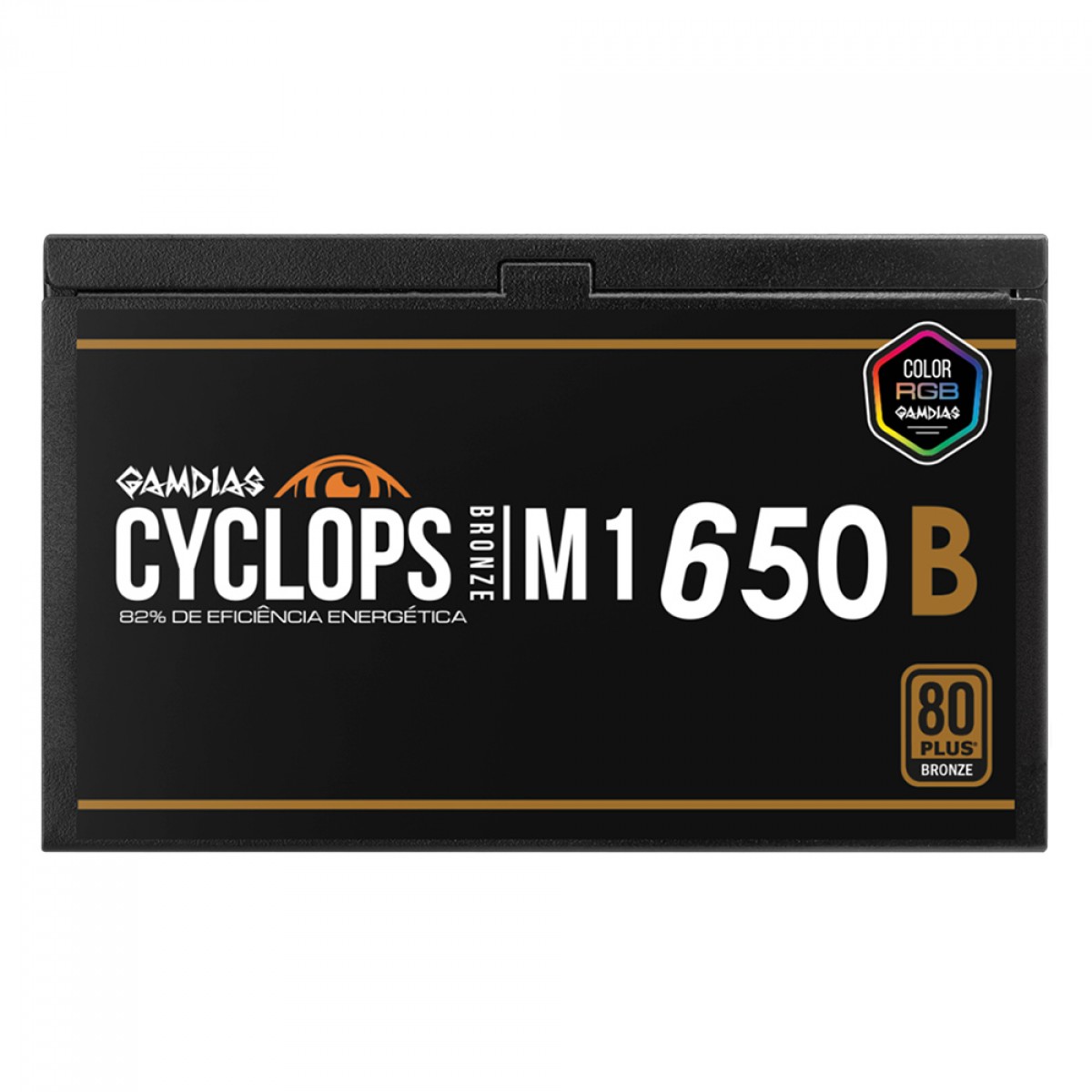 Fonte Gamdias Cyclops M1-650B, 650W, RGB, 80 Plus Bronze, Cybenetics, Teclab, PFC Ativo, Cabos Flat