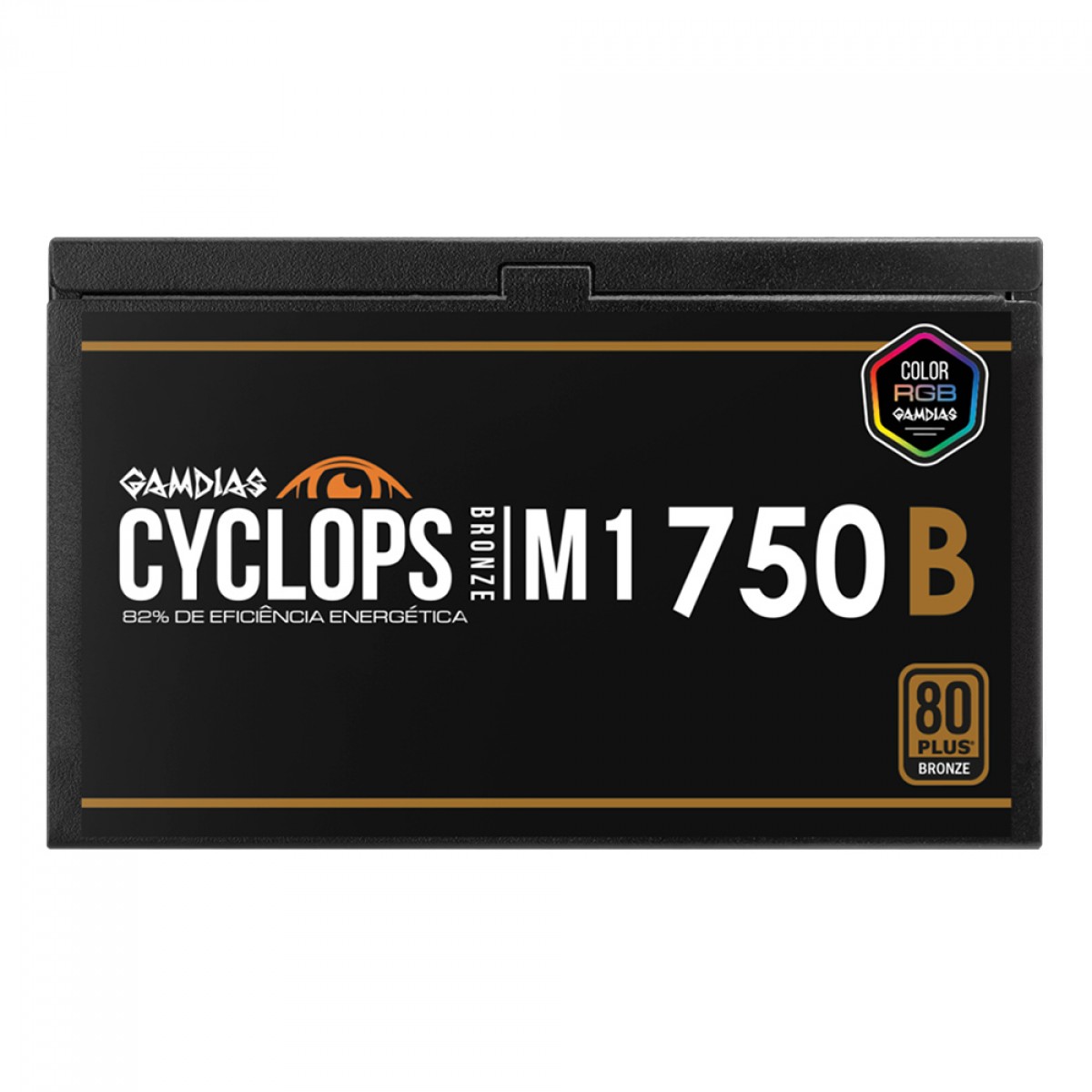 Fonte Gamdias Cyclops M1-750B, 750W, RGB, 80 Plus Bronze, Cybenetics, Teclab, PFC Ativo, Cabos Flat
