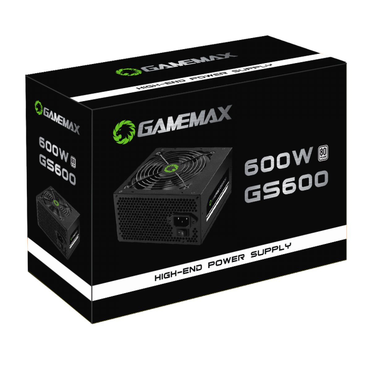 Fonte Gamemax GS600, 600W, 80 Plus White, PFC Ativo, Black