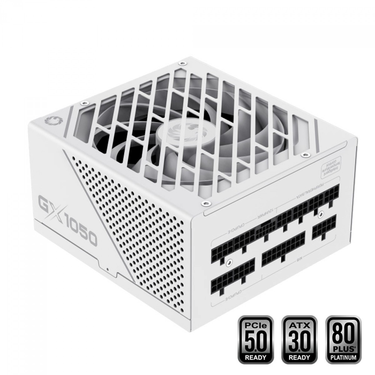 Fonte Gamemax GX1050 Pro, 1050W, 80 Plus Platinum, PCIe 5.0, ATX 3.0, Full Modular, PFC Ativo, White