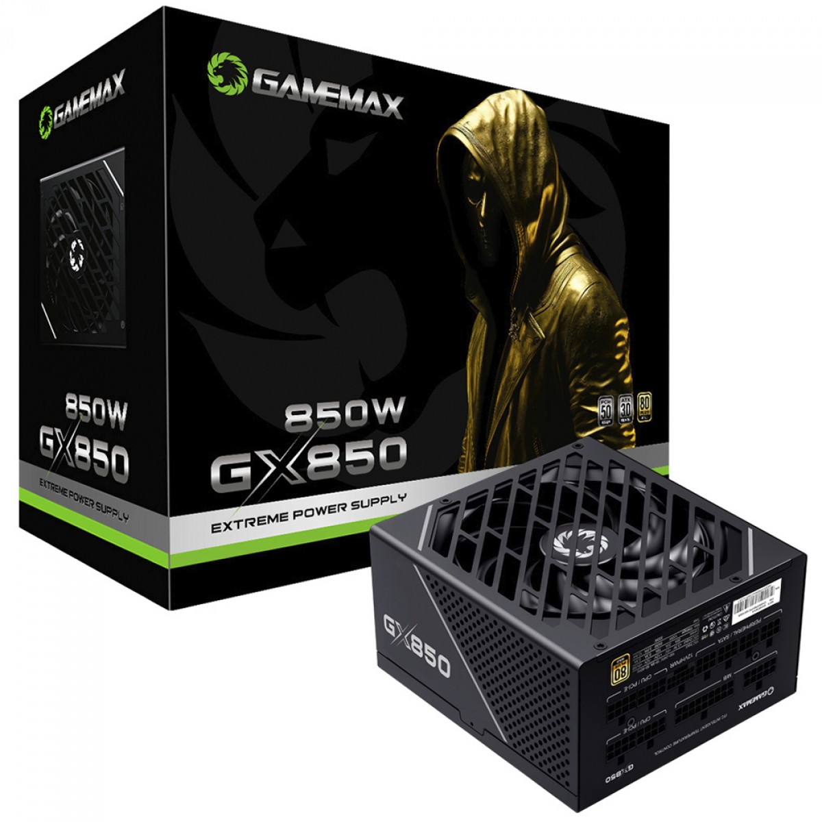 Fonte Gamemax GX850 Pro, 850W, 80 Plus Gold, PCIe 5.0, ATX 3.0, Full Modular, PFC Ativo, Black, GX850PBKPS18810BR
