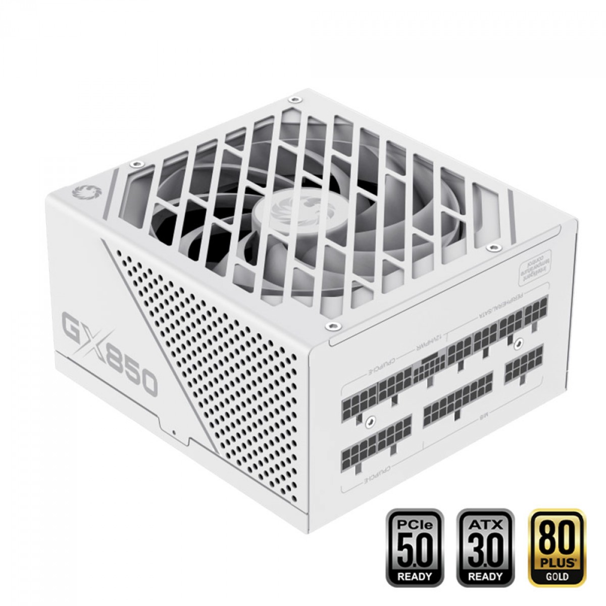Fonte Gamemax GX850 Pro, 850W, 80 Plus Gold, PCIe 5.0, ATX 3.0, Full Modular, PFC Ativo, White, GX850PWTPS18810BR