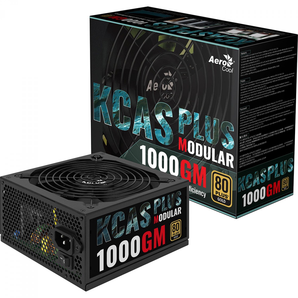 Fonte Gamer Aerocool KCAS Plus, 1000W, 80 Plus Gold, Modular, PFC Ativo, Preto, KCAS PLUS 1000GM