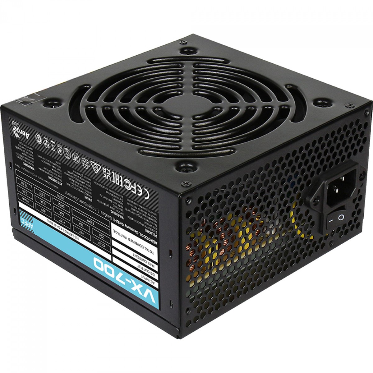 Fonte Gamer Aerocool VX-700, 700W, PFC Ativo, Preto