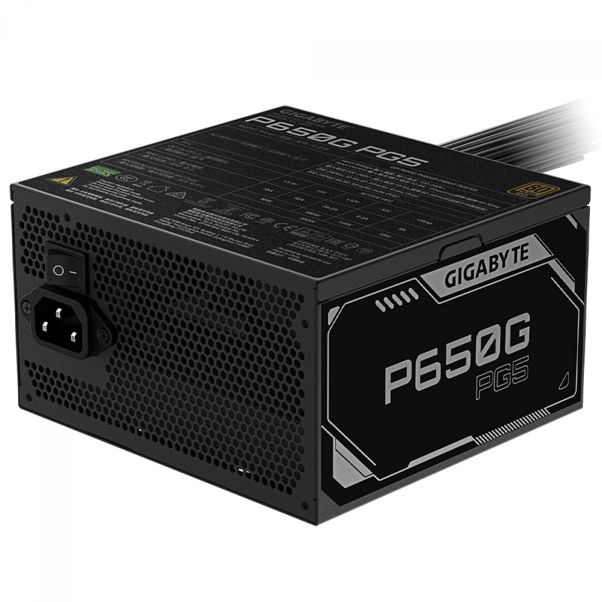 Fonte Gigabyte GP-P650G PG5, 650W, 80 Plus Gold, PFC Ativo, PCIe 5.1, ATX 3.1, Preta
