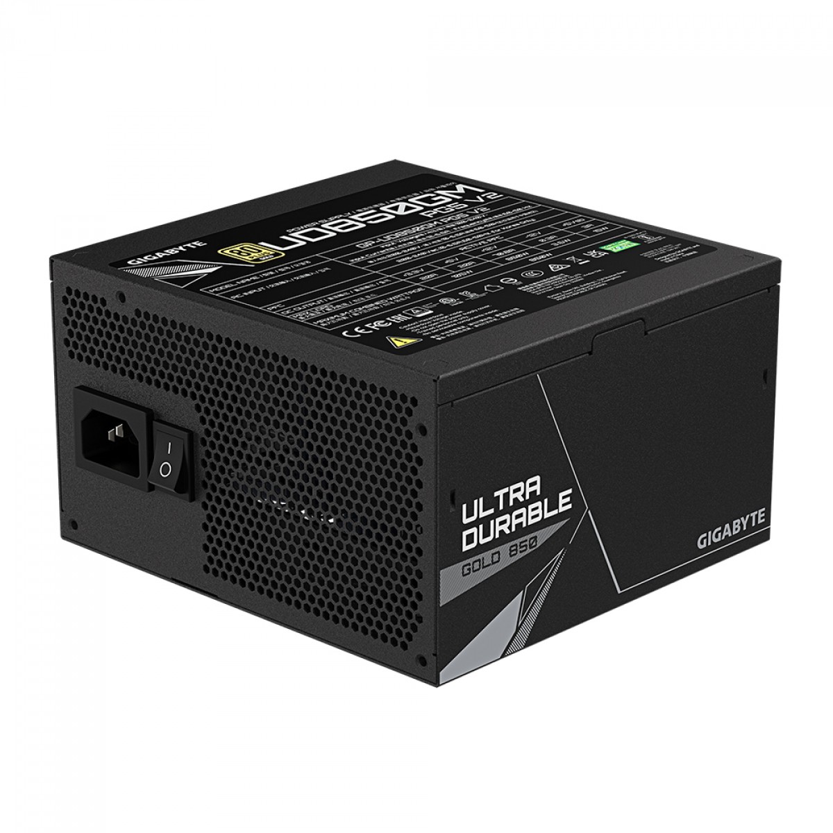 Fonte Gigabyte GP-UD850GM PG5 V2, 850W, 80 Plus Gold, PFC Ativo, Full Modular, PCIe 5.1, ATX 3.1, Preta