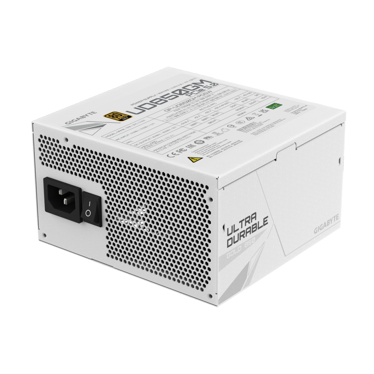 Fonte Gigabyte Ultra Durable, 850W, 80 Plus Gold, PFC Ativo, Full Modular, Com Conector PCIe 5.0, Branco, GP-UD850GM PG5W
