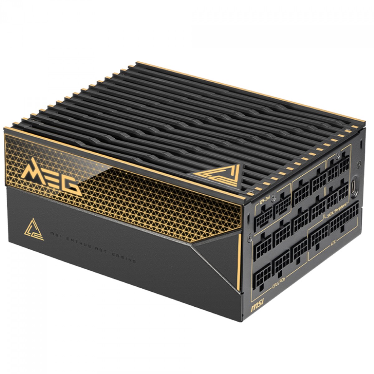 Fonte MSI MEG AI1600T PCIE5, 1600W, 80 Plus Titanium, Cybenetics Titanium, PFC Ativo, ATX 3.1, Full Modular, Preto