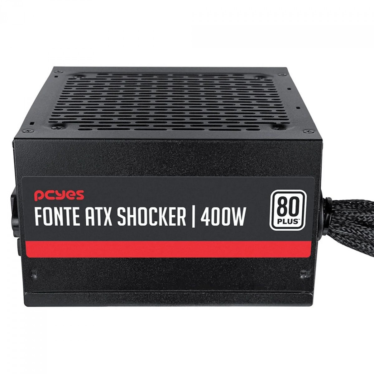 Fonte PCYes Shocker, 400W, 80 Plus White, PFC Ativo, Preto, PF400SHW