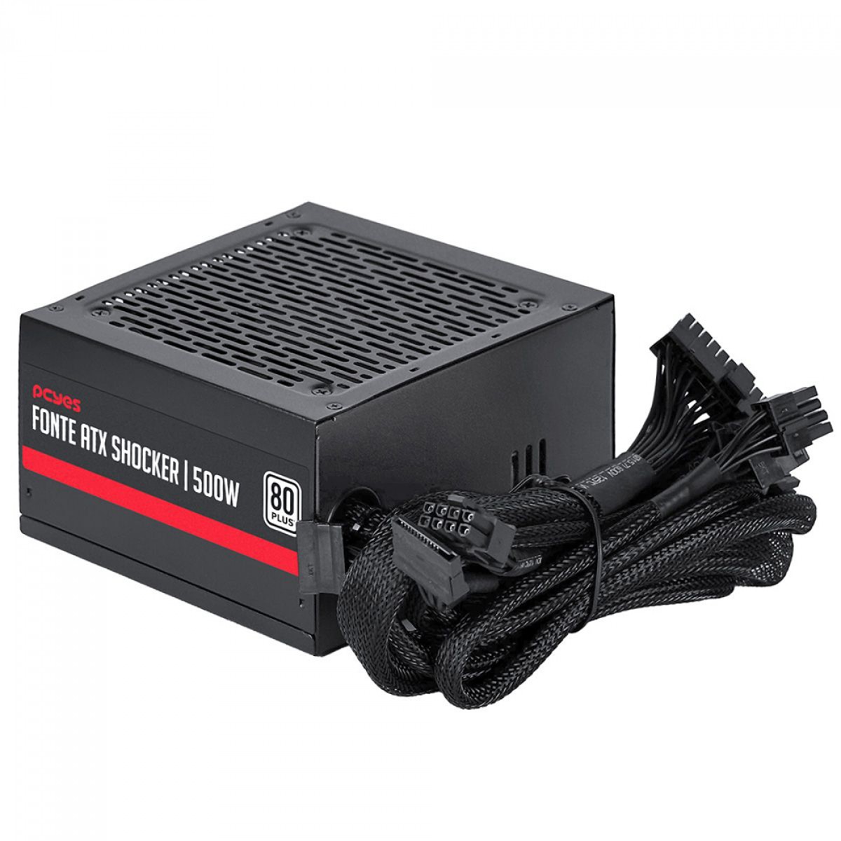 Fonte PCYes Shocker, 500W, 80 Plus White, PFC Ativo, Preto, PF500SHW