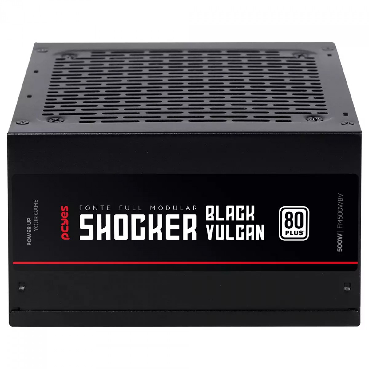 Fonte PCYES Shocker Black Vulcan, 500W, Full Modular, 80 Plus White, Preto, FM500WBV
