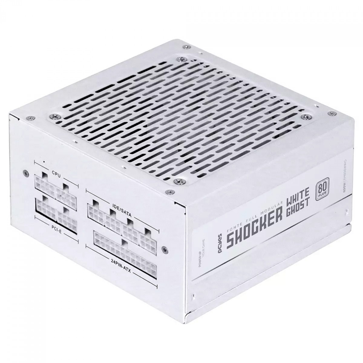 Fonte PCYES Shocker White Ghost, 600W, Full Modular, 80 Plus White, Branca, FM600WWG