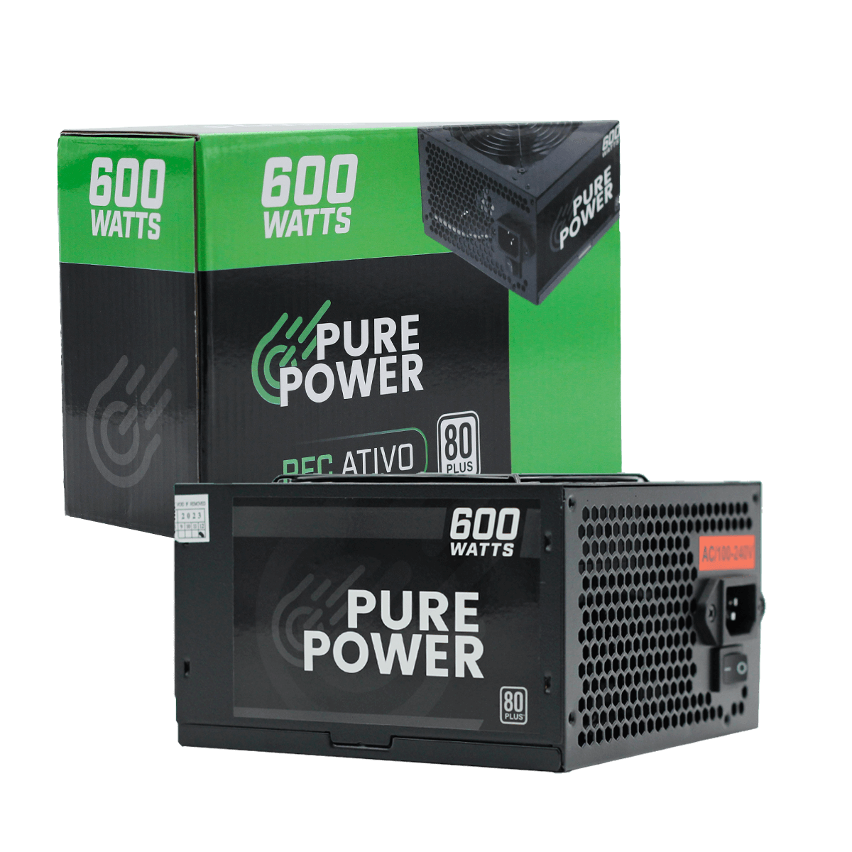 Fonte Pure Power, 600W, 80 Plus White, PFC Ativo, Black, PP-PSU2-600W PFC