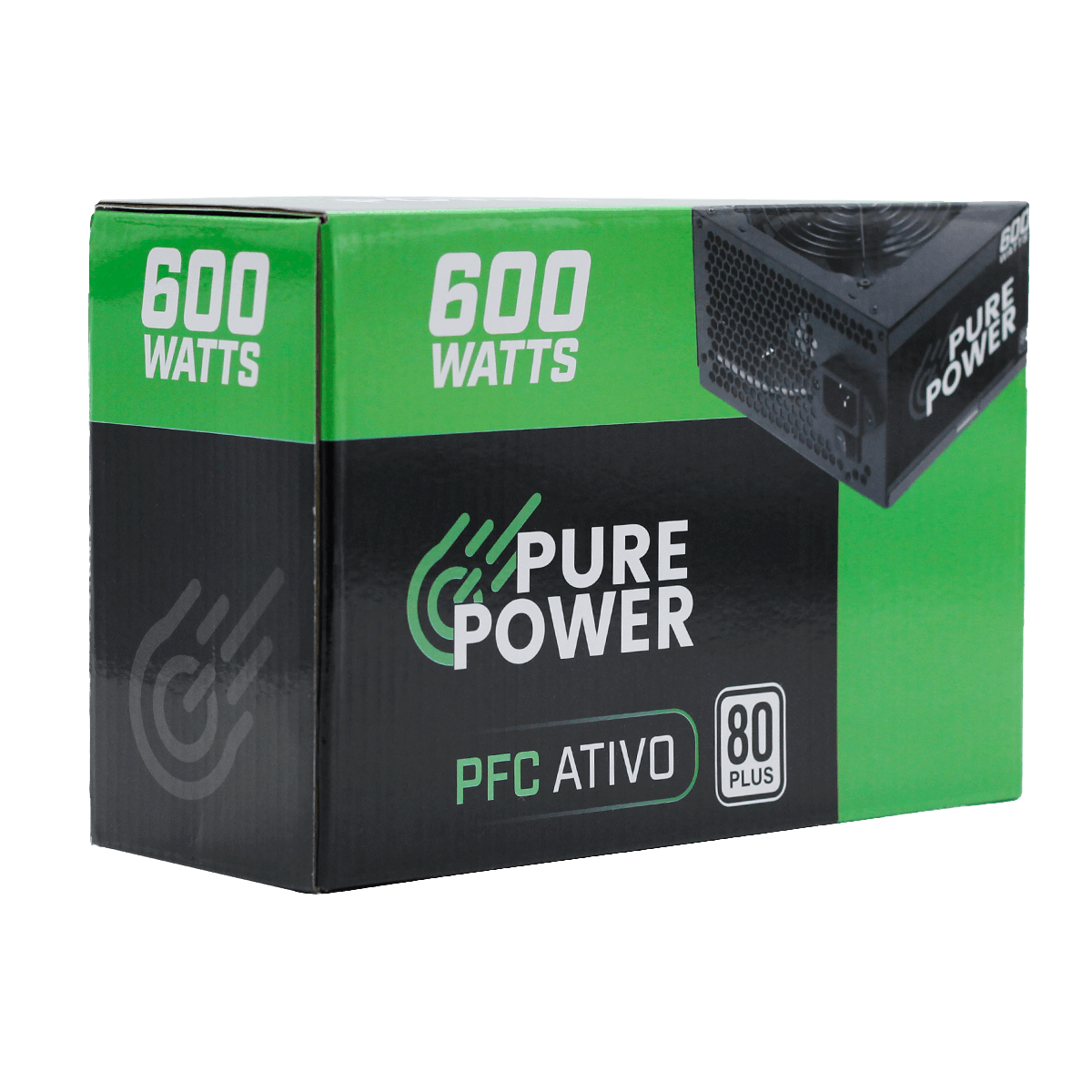 Fonte Pure Power, 600W, 80 Plus White, PFC Ativo, Black, PP-PSU2-600W PFC
