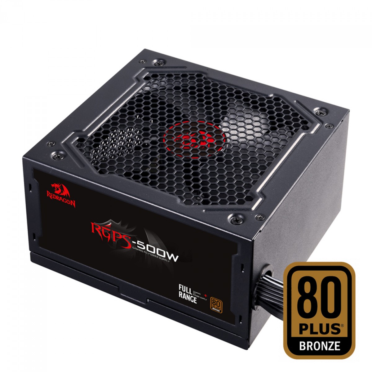 Fonte Redragon RGPS 500W, 80 Plus Bronze, PFC Ativo, Cabos Flat, GC-PS001