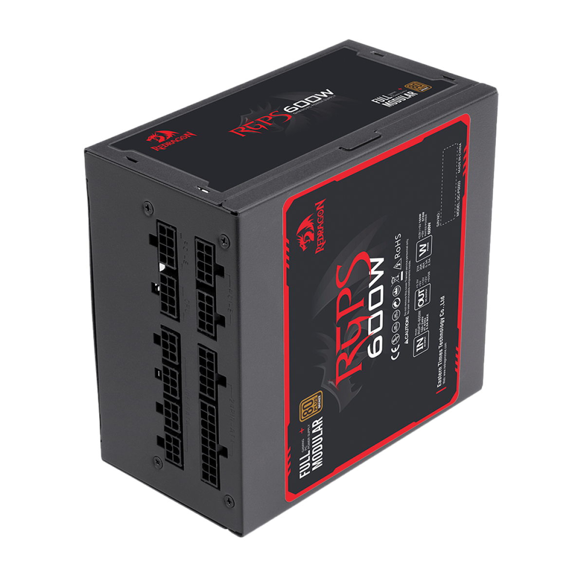 Fonte Redragon RGPS 600W, 80 Plus Bronze, PFC Ativo, Full Modular, Cabo Flat, GC-PS003-1