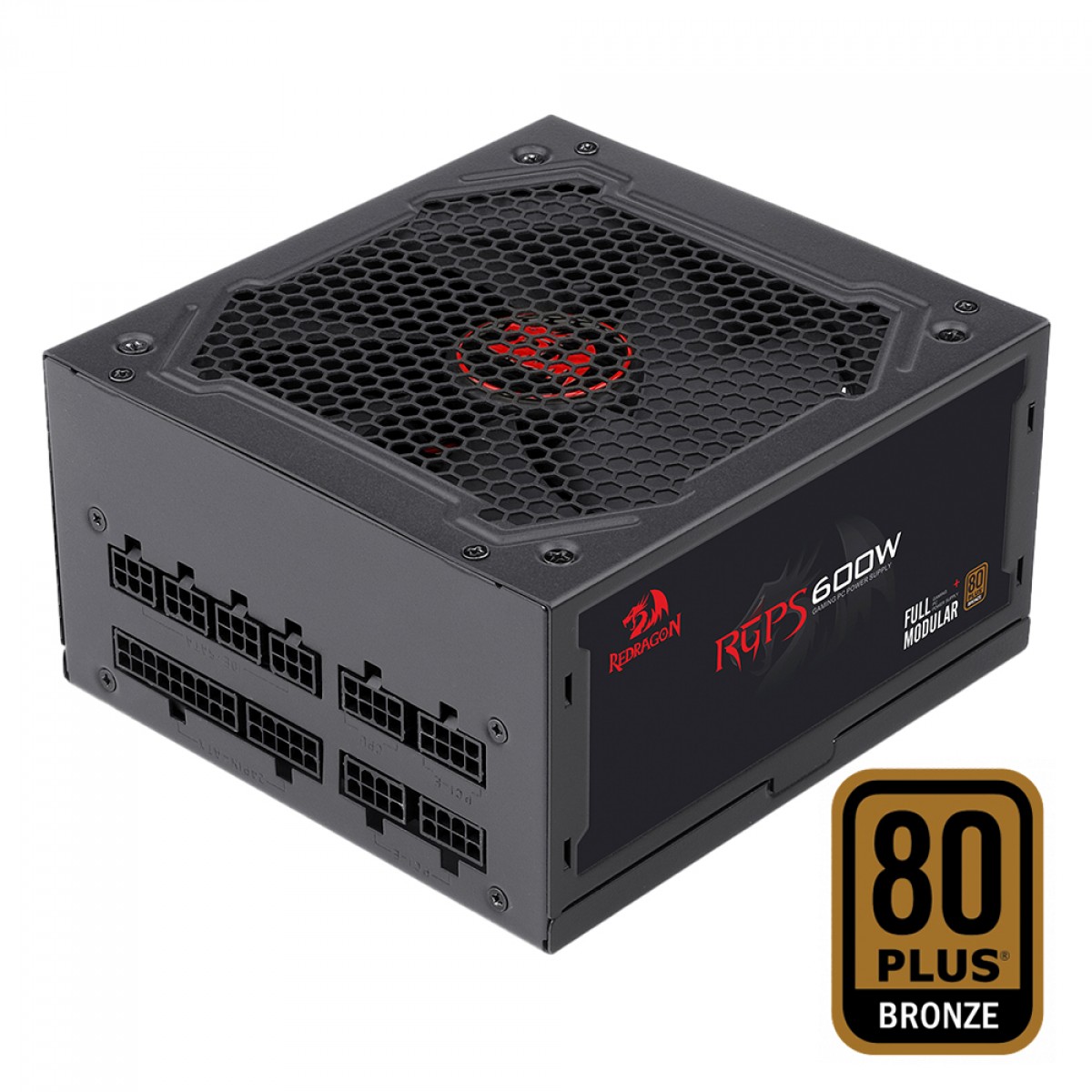 Fonte Redragon RGPS 600W, 80 Plus Bronze, PFC Ativo, Full Modular, Cabo Flat, GC-PS003-1